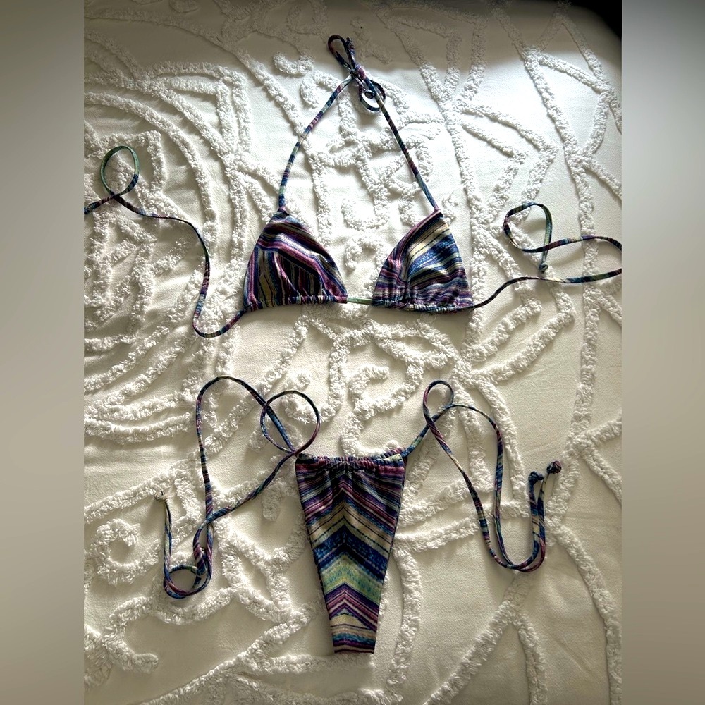 Frankie's Bikinis Vibrant Striped Bikini
